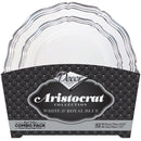 Disposable_Aristocrat - White & Silver Reusable Plastic Combo Plate 32pc