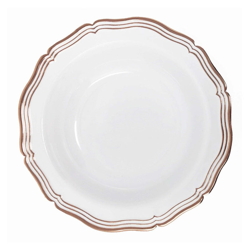 Disposable_Aristocrat - White & Rose Gold Reusable Plastic Soup Bowl 400ml/13.5oz 10pc