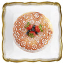 Disposable_Aristocrat - White & Gold Reusable Plastic Serving Tray 30x30cm/12in 2pc