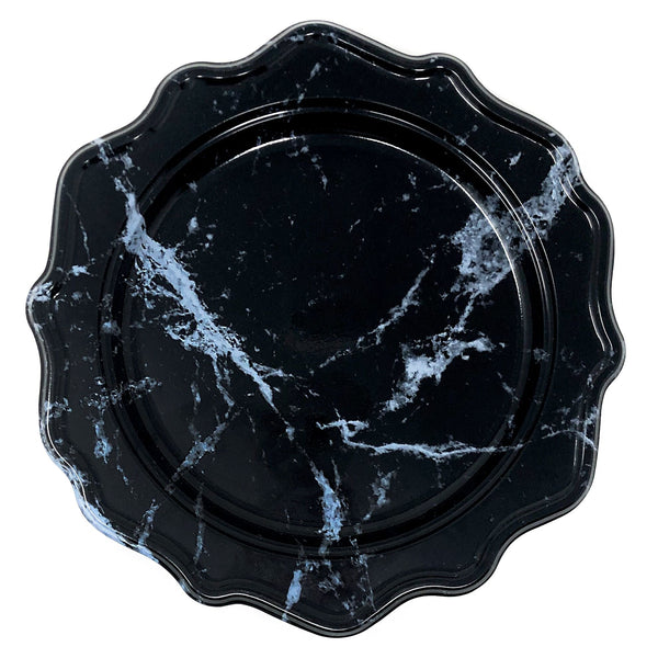 Disposable_Festive - Black & Blue Reusable Plastic Plate 24cm/9.5in 12pc