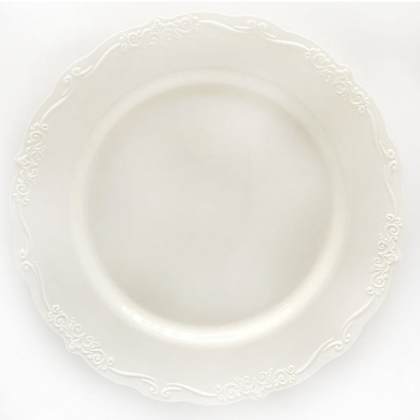 Disposable_Casual - Cream Reusable Plastic Plate 26cm/10in 10pc