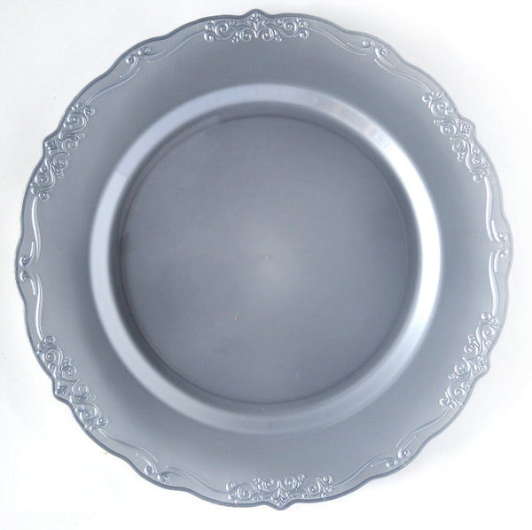 Disposable_Casual - Silver Reusable Plastic Plate 26cm/10in 10pc