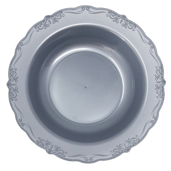 Disposable_Casual - Silver Reusable Plastic Soup Bowl 400ml/13.5oz 10pc
