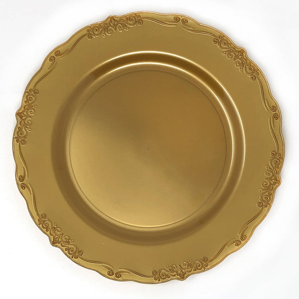 Disposable_Casual - Gold Reusable Plastic Plate 26cm/10in 10pc