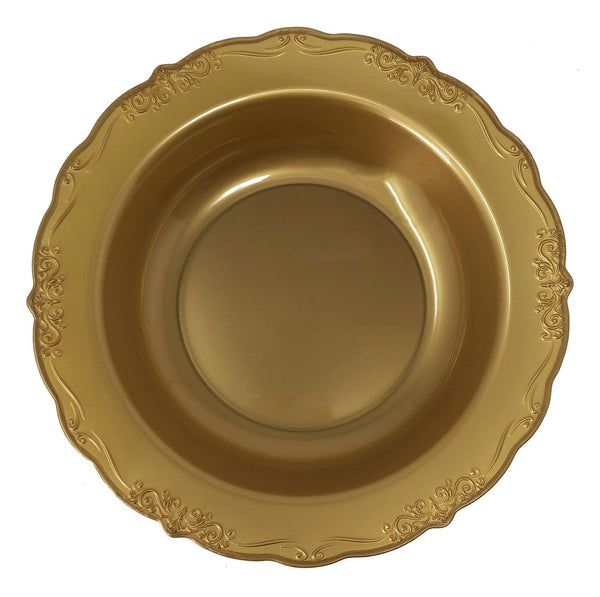 Disposable_Casual - Gold Reusable Plastic Soup Bowl 400ml/13.5oz 10pc