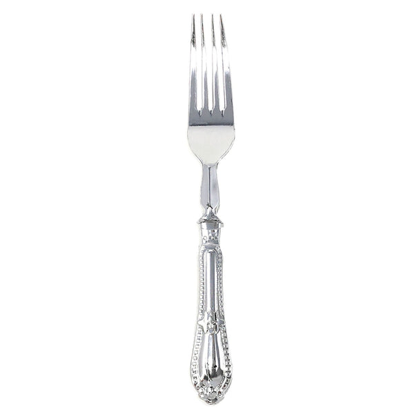 Disposable_Baroque - Silver Reusable Plastic Forks 12pc