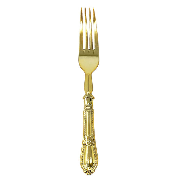 Disposable_Baroque - Gold Reusable Plastic Forks 12pc