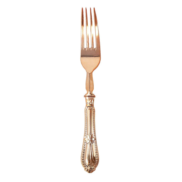 Disposable_Baroque - Rose Gold Reusable Plastic Forks 12pc