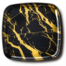 Disposable_Marble - Black & Gold Square Reusable Plastic Serving Tray 35x35cm/14in 2pc