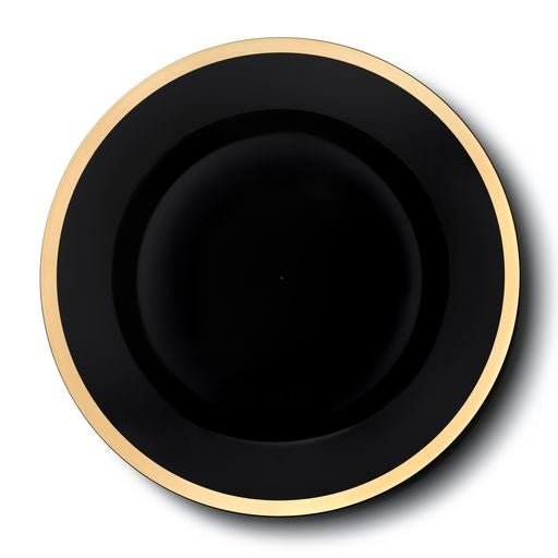 Disposable_Black & Gold Reusable Plastic Charger Plate 33cm/13in 3pc