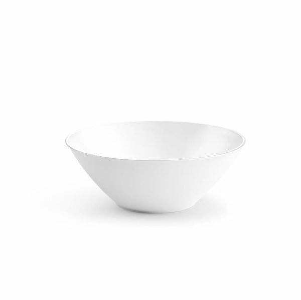 Disposable_Curve - White & Silver Reusable Plastic Serving Bowl 1.7L/57oz 1pc