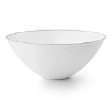 Disposable_Curve - White & Silver Reusable Plastic Serving Bowl 3.3L/112oz 1pc