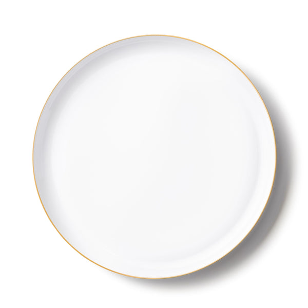 Disposable_Edge - White & Gold Reusable Plastic Plate 26cm/10in 10pc