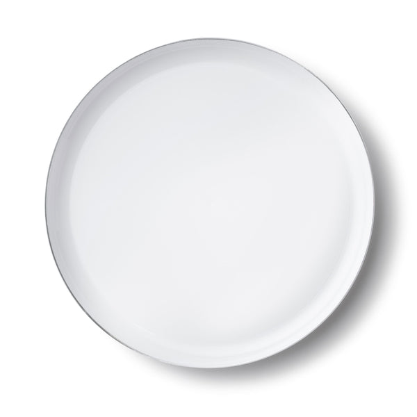Disposable_Edge - White & Silver Reusable Plastic Plate 26cm/10in 10pc