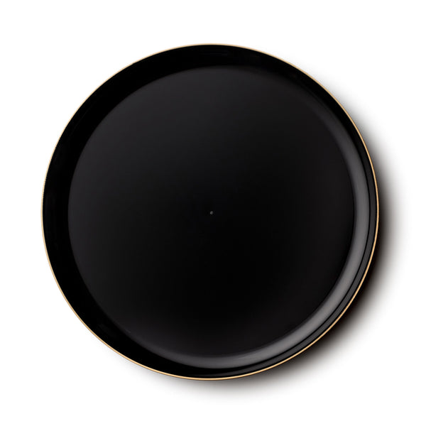 Disposable_Edge - Black & Gold Reusable Plastic Plate 26cm/10in 10pc
