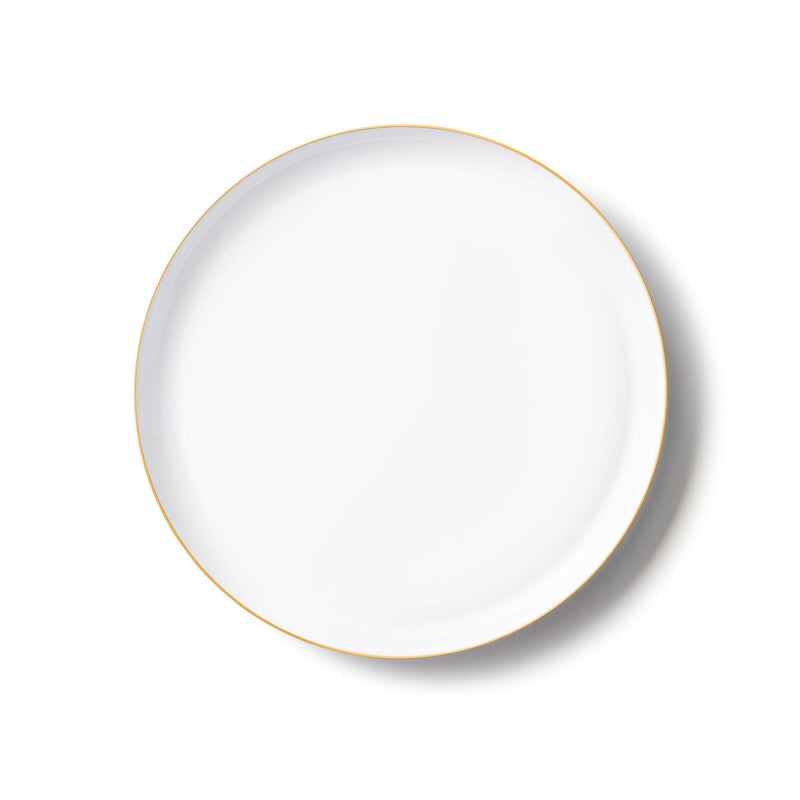 Disposable_Edge - White & Gold Reusable Plastic Plate 21cm/8.5in 10pc