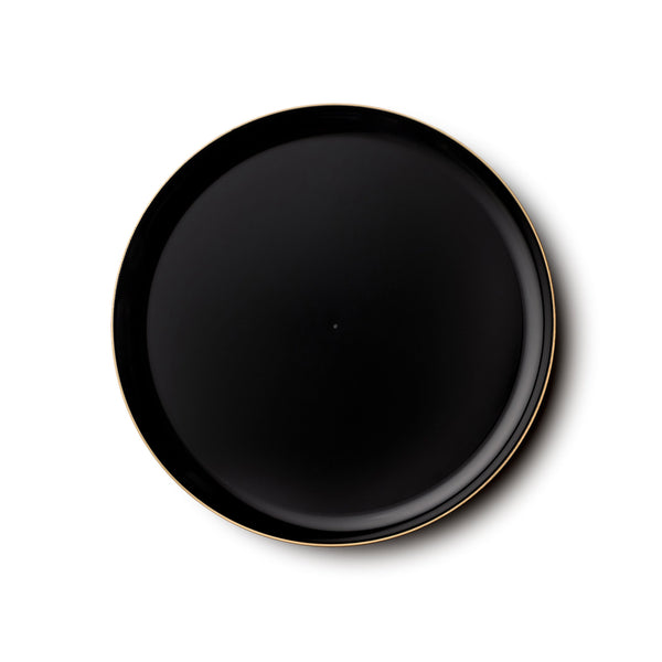Disposable_Edge - Black & Gold Reusable Plastic Plate 21cm/8.5in 10pc