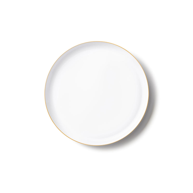 Disposable_Edge - White & Gold Reusable Plastic Plate 16cm/6.5in 10pc