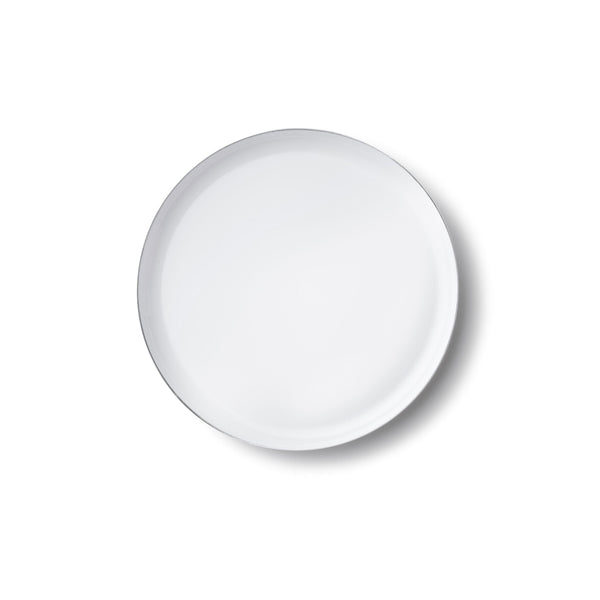 Disposable_Edge - White & Silver Reusable Plastic Plate 16cm/6.5in 10pc