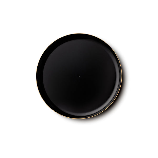 Disposable_Edge - Black & Gold Reusable Plastic Plate 16cm/6.5in 10pc