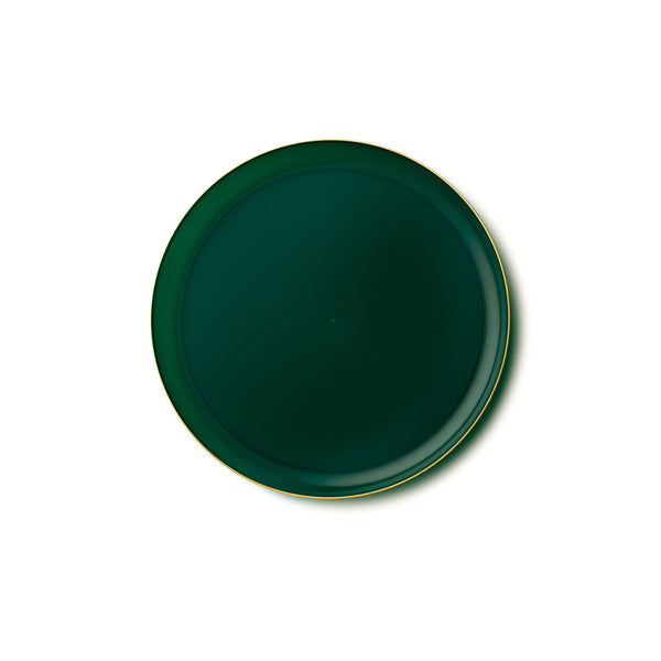 Disposable_Edge - Green & Gold Reusable Plastic Plate 16cm/6.5in 10pc