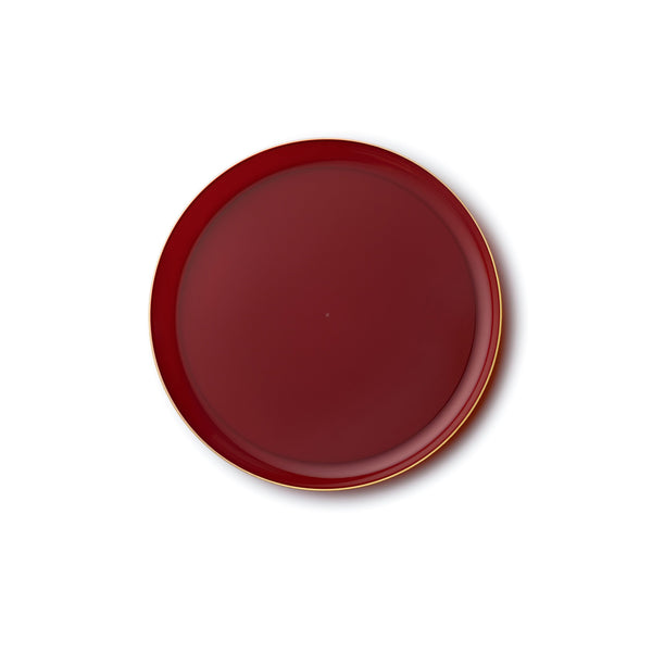 Disposable_Edge - Cranberry & Gold Reusable Plastic Plate 16cm/6.5in 10pc