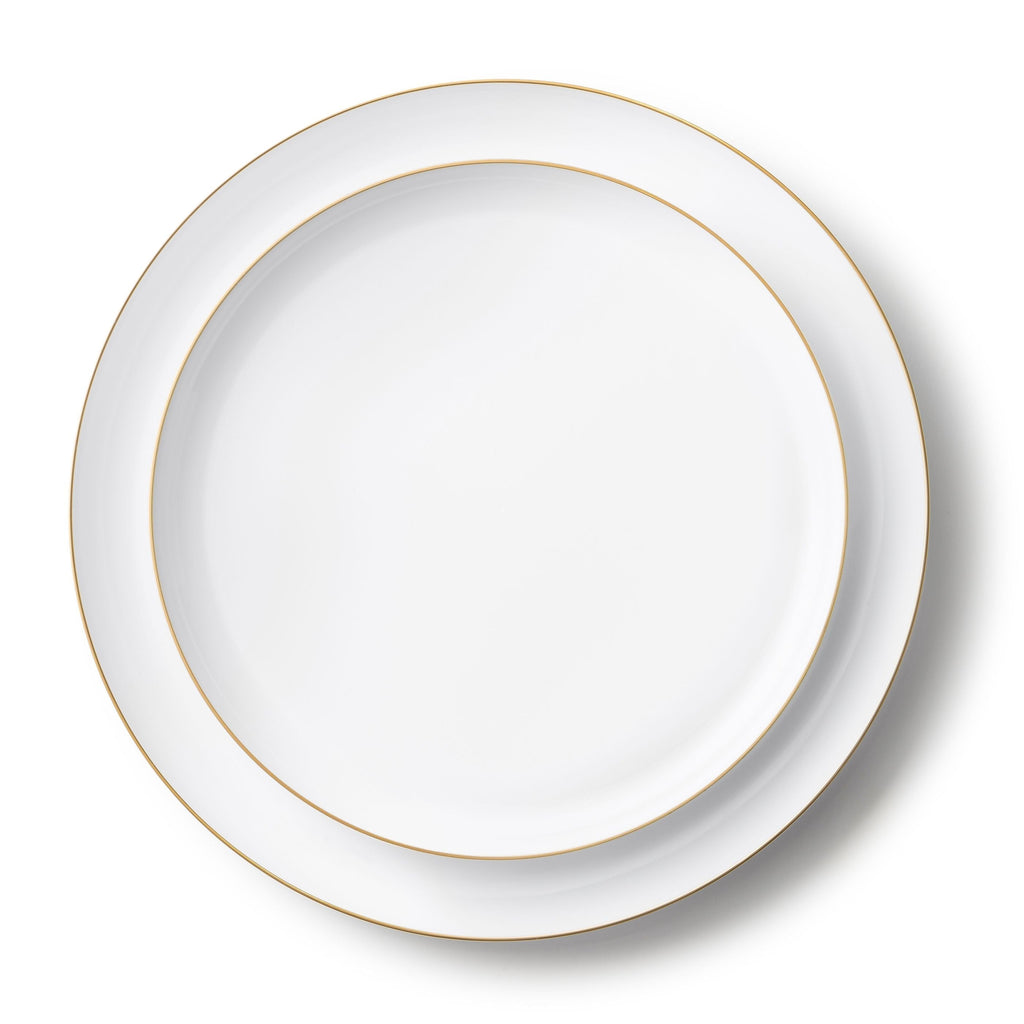 20 piatti combinati in Plastica Riutilizzabile bianchi e Oro - Edge