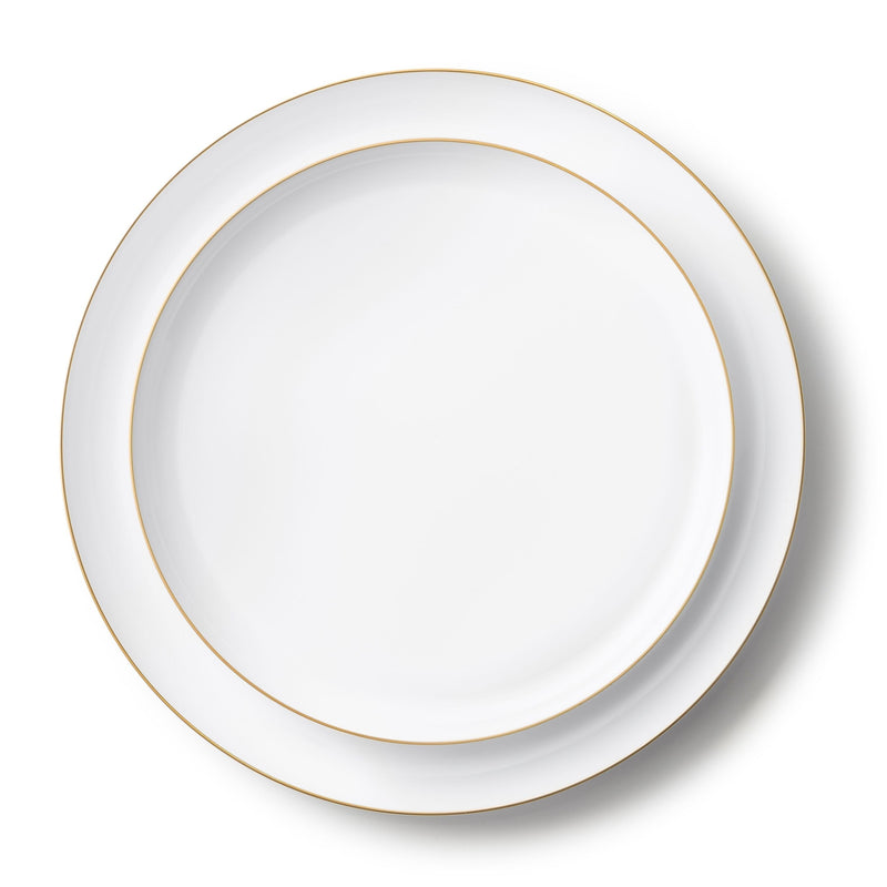 Disposable_Edge - White & Gold Reusable Plastic Combo Plate 20pc