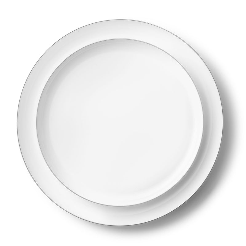 20 White & Silver Reusable Plastic Combo Plate