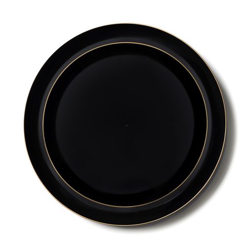 Disposable_Edge - Black & Gold Reusable Plastic Combo Plate 20pc