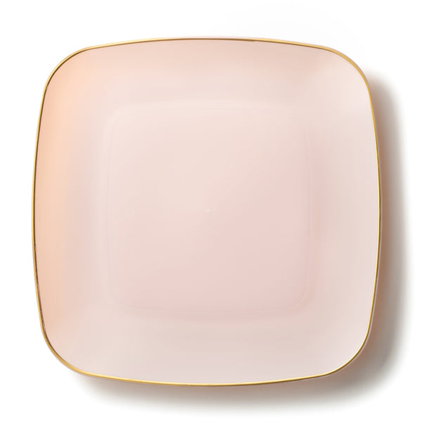 Disposable_Classic - Pink & Gold Square Reusable Plastic Plate 25cm/10in 10pc