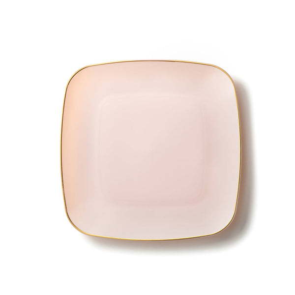 Disposable_Classic - Pink & Gold Square Reusable Plastic Plate 18cm/7in 10pc
