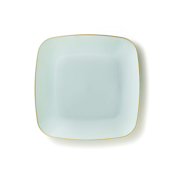 Disposable_Classic - Turquoise & Gold Square Reusable Plastic Plate 18cm/7in 10pc