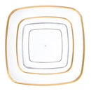 Disposable_Classic - Transparent & Gold Square Reusable Plastic Combo Plate 32pc