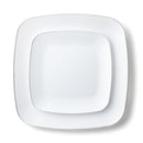 Disposable_Classic - White & Silver Square Reusable Plastic Combo Plate 32pc