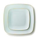 Disposable_Classic - Turquoise & Gold Square Reusable Plastic Combo Plate 32pc