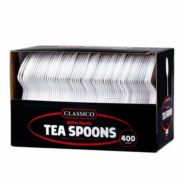Disposable_Classico - White Reusable Plastic Tea Spoons 400pc