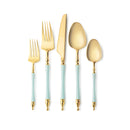 Disposable_Sophisticate - Turquoise & Gold Reusable Plastic Combo Cutlery 40pc