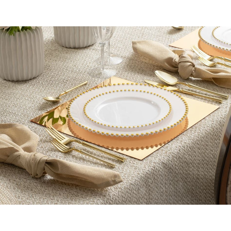 Gold Square Reusable Plastic Mirror Charger Plate