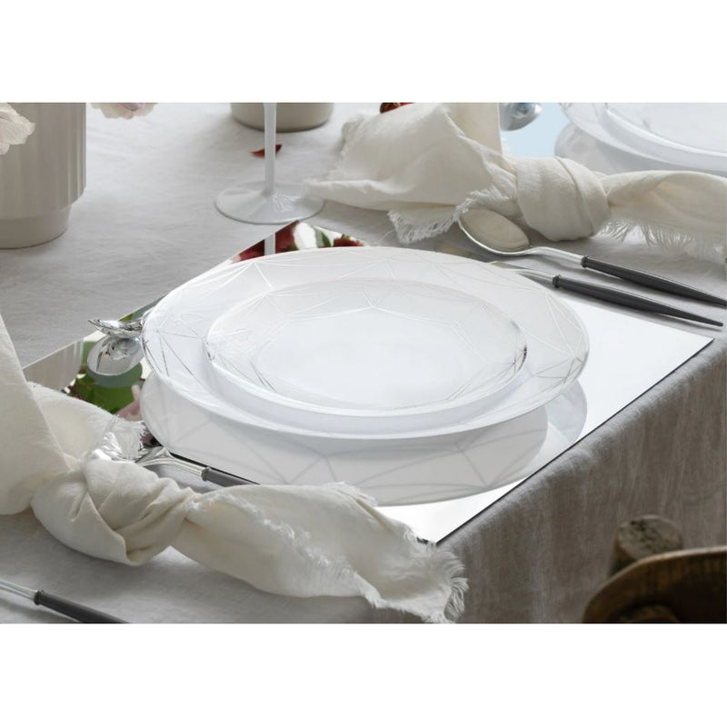 Silver Square Reusable Plastic Mirror Charger Plate