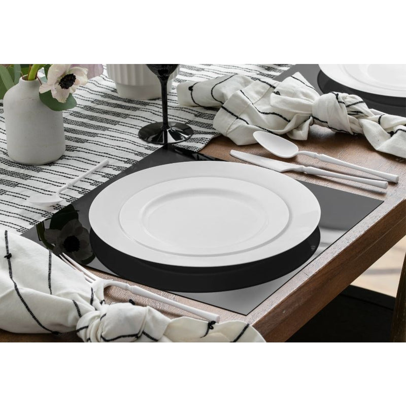 Black Square Reusable Plastic Mirror Charger Plate