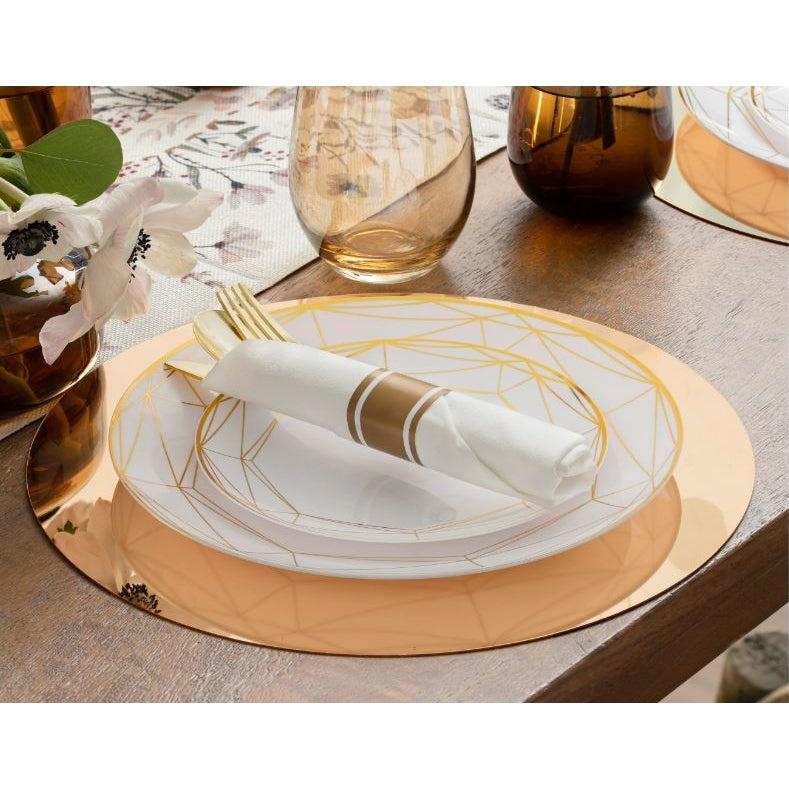 Disposable 1 Gold Round Reusable Plastic Mirror Charger Plate 