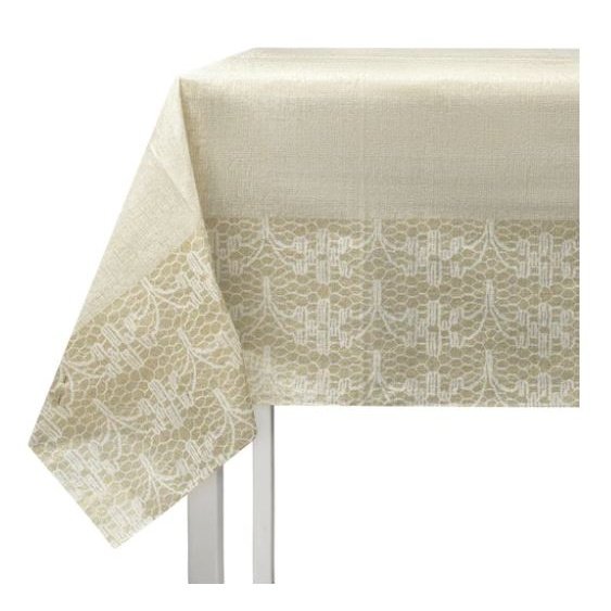 Disposable 1 Cream & Gold Tablecloth 138x274cm - Printed 