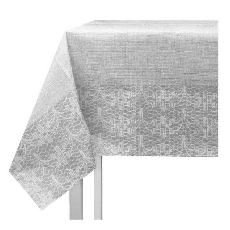 Disposable 1 White & Silver Tablecloth 138x274cm - Printed 