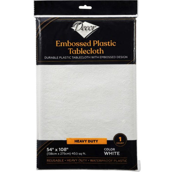 Disposable_White Tablecloth 138x274cm/54.5in 1pc - Embossed