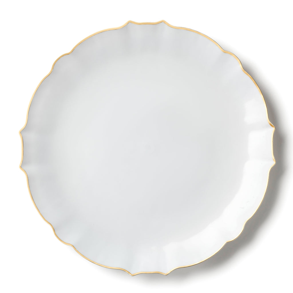 Luxe - Piatto Plastica Riutilizzabile bianco e Oro 26 cm/10