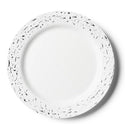 Disposable_Pebbled - White & Silver Reusable Plastic Plate 26cm/10in 10pc