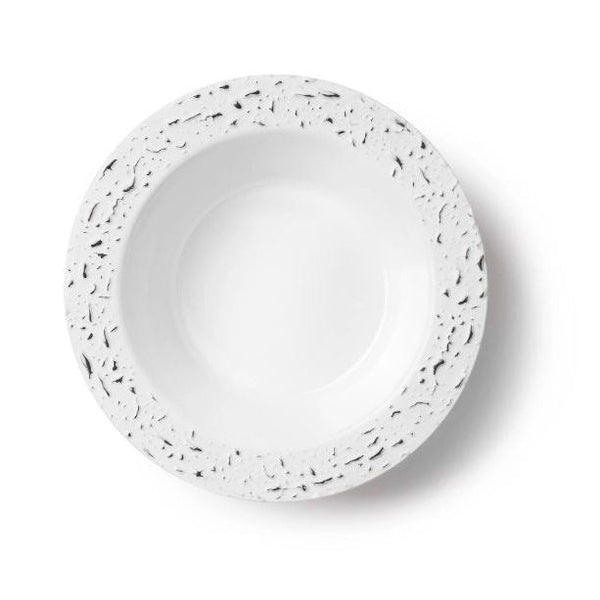 Disposable_Pebbled - White & Silver Reusable Plastic Soup Bowl 400ml/13.5oz 10pc