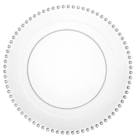 Disposable_Beaded - Transparent & Silver Reusable Plastic Plate 26cm/10in 10pc