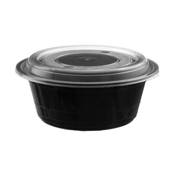 Disposable_Black & Transparent Reusable Plastic Container Bowl 1.2L/41oz 8pc